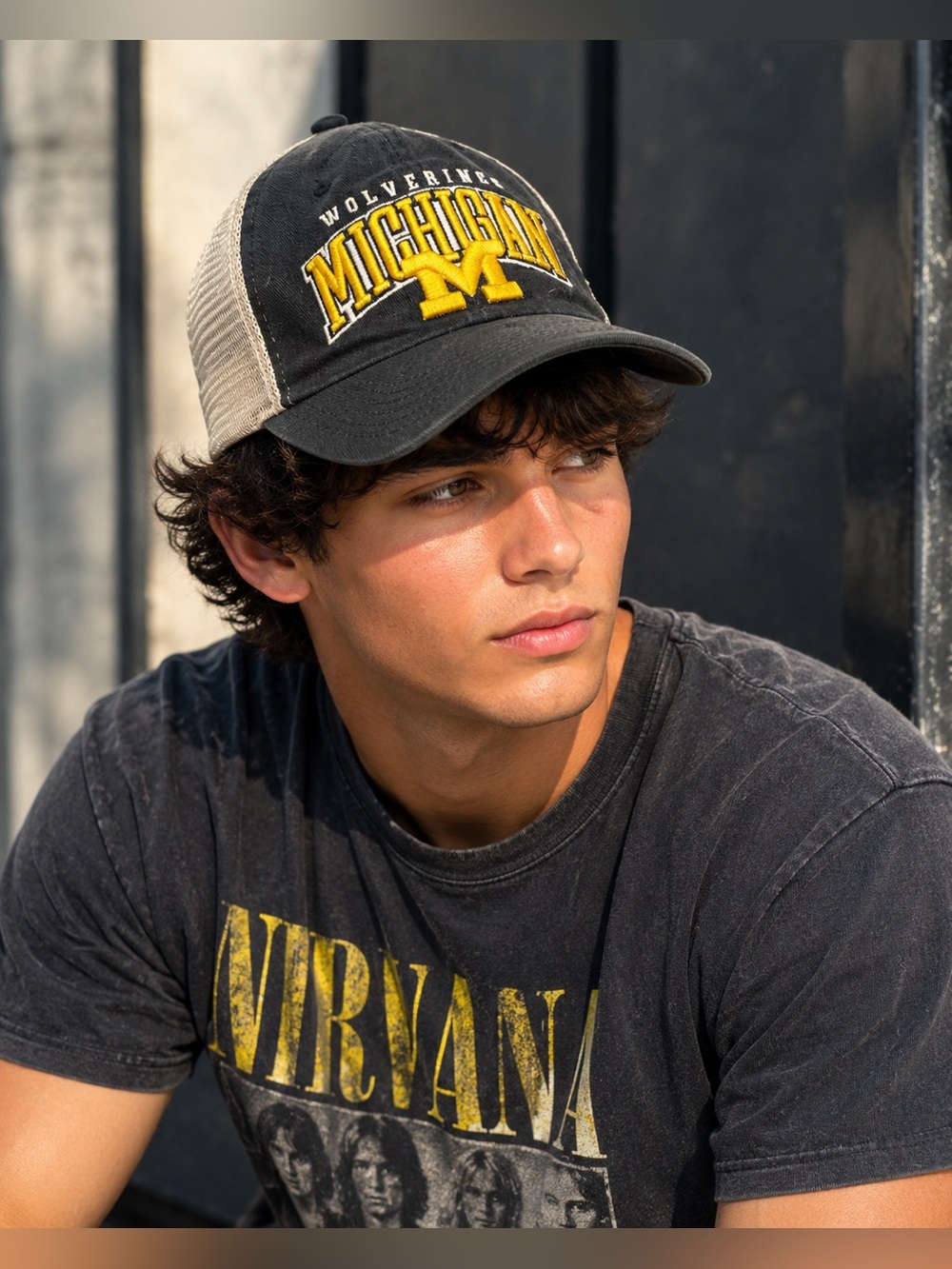 Michigan Wolverines Trucker Hat Fan Favorite Adjustable SnapBack Navy Maize NCAA